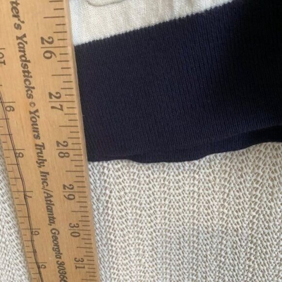 Talbots Womens Medium Petite Ivory Striped Cardigan Pockets Lightweight Layering - Picture 3 of 9